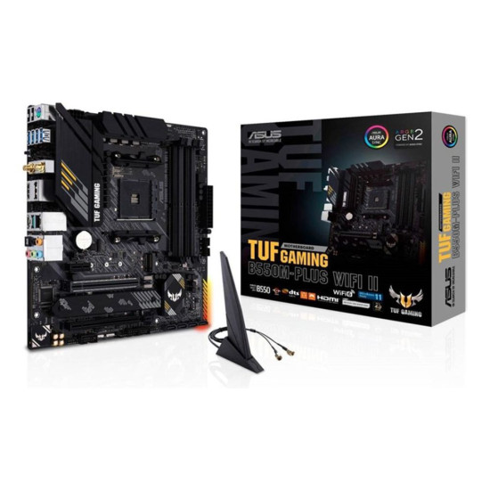ASUS TUF Gaming B550M-PLUS WIFI II micro ATX motherboard with military-grade components
