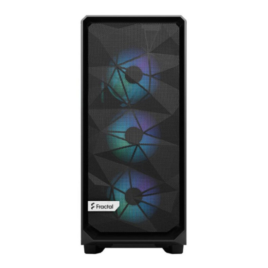 Fractal Design Meshify 2 RGB Black EATX Mid Tower with RGB illumination and superior airflow for cooling.
