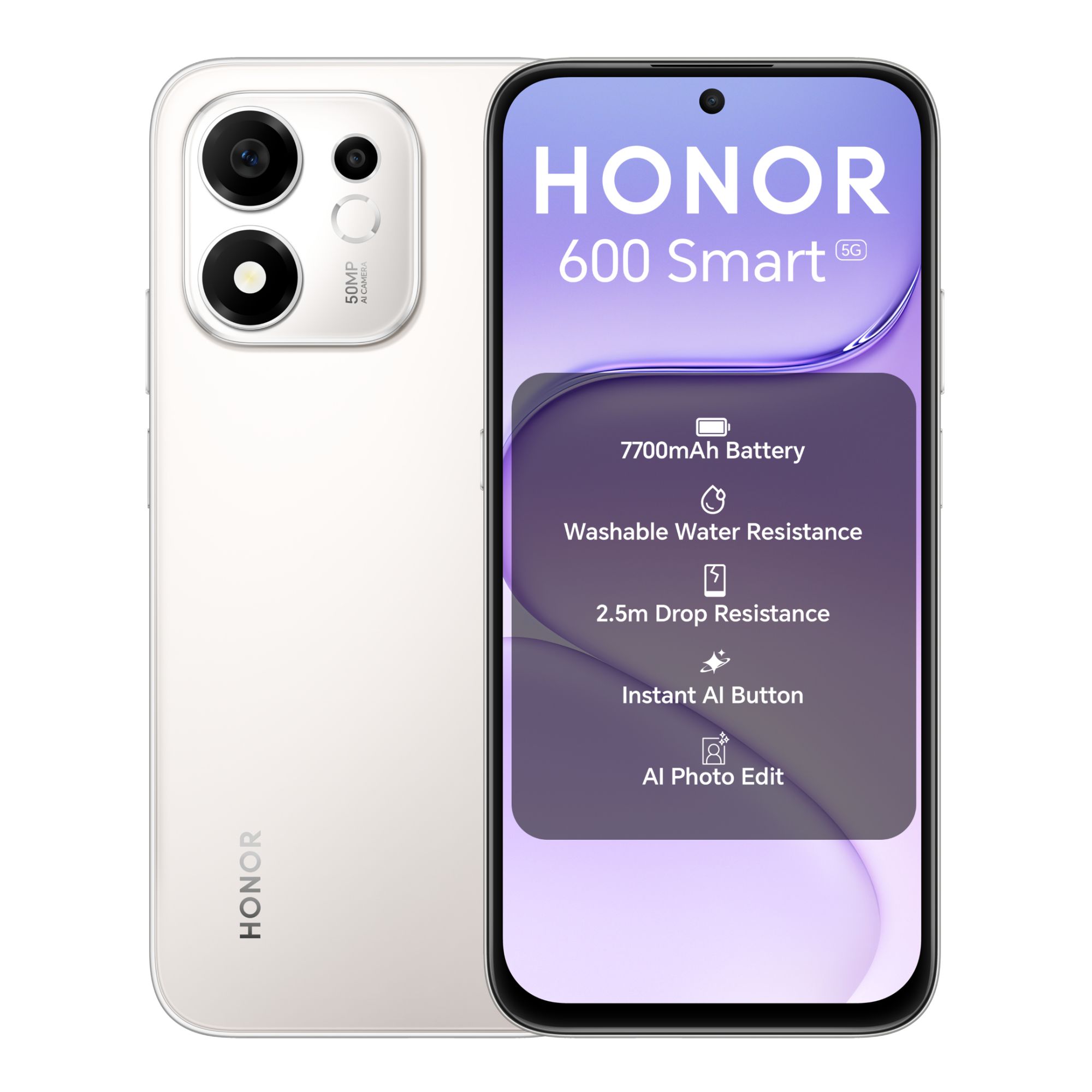HONOR 600 Smart 6.8" LCD Snapdragon 4 Gen 4 4GB RAM 128GB Storage 5G Dual-SIM MagicOS Smartphone - Meteor Silver