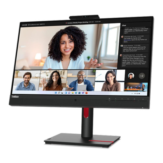 Side view of Lenovo ThinkVision T24mv-30 monitor with 16:9 aspect ratio