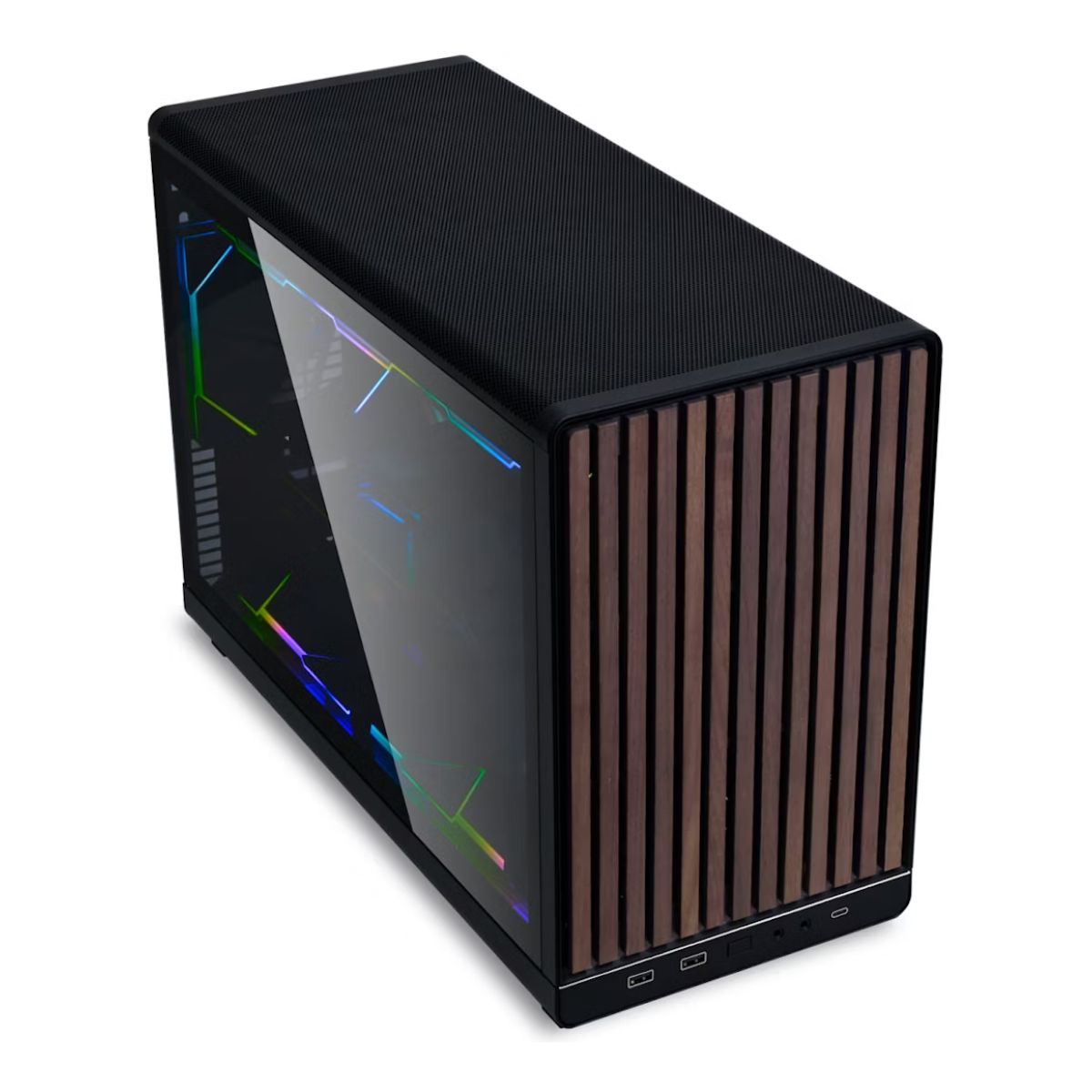 LIAN LI A3 Glass Edition Wood Micro Tower Black PC Case