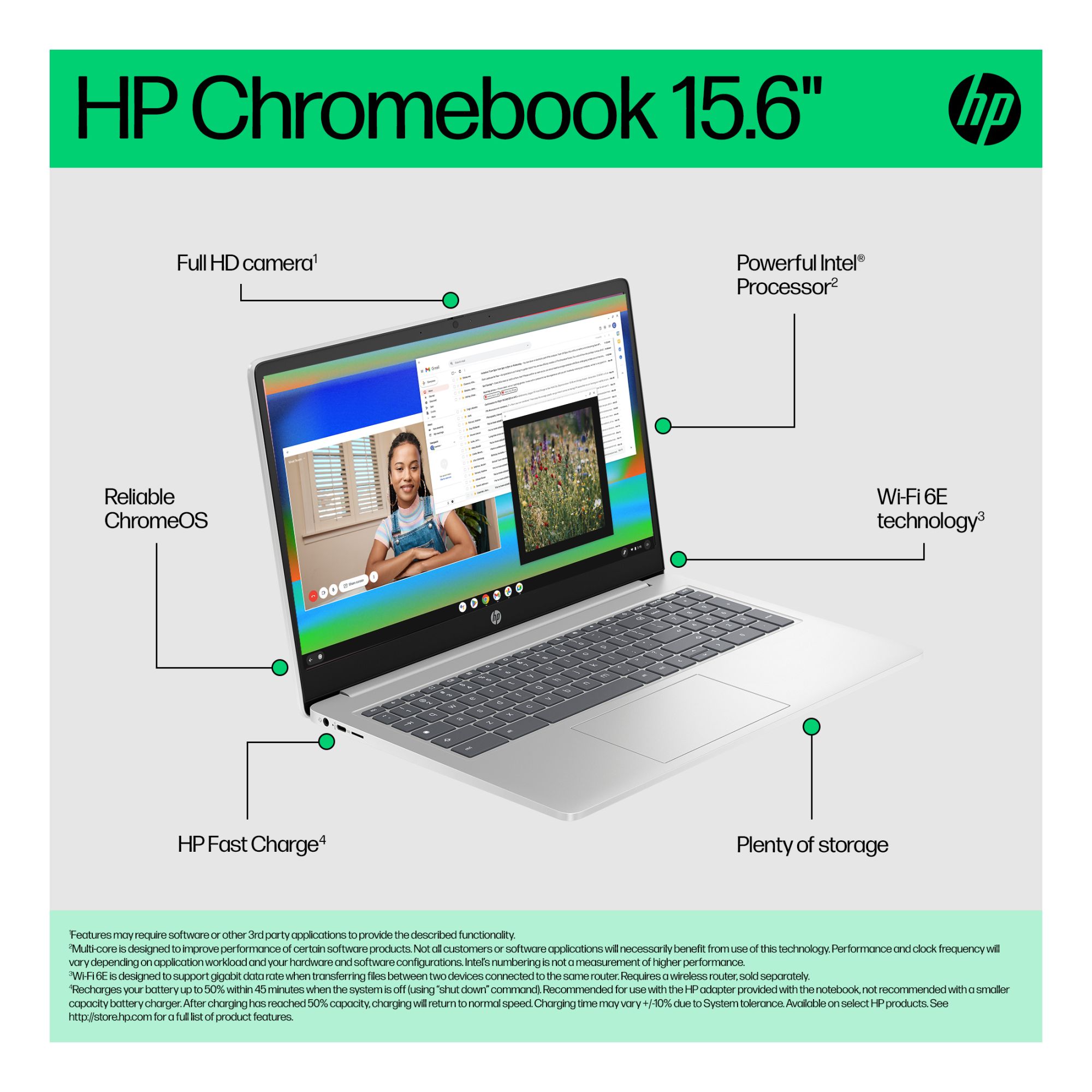 HP Chromebook 15 N100 4GB 128GB 15.6