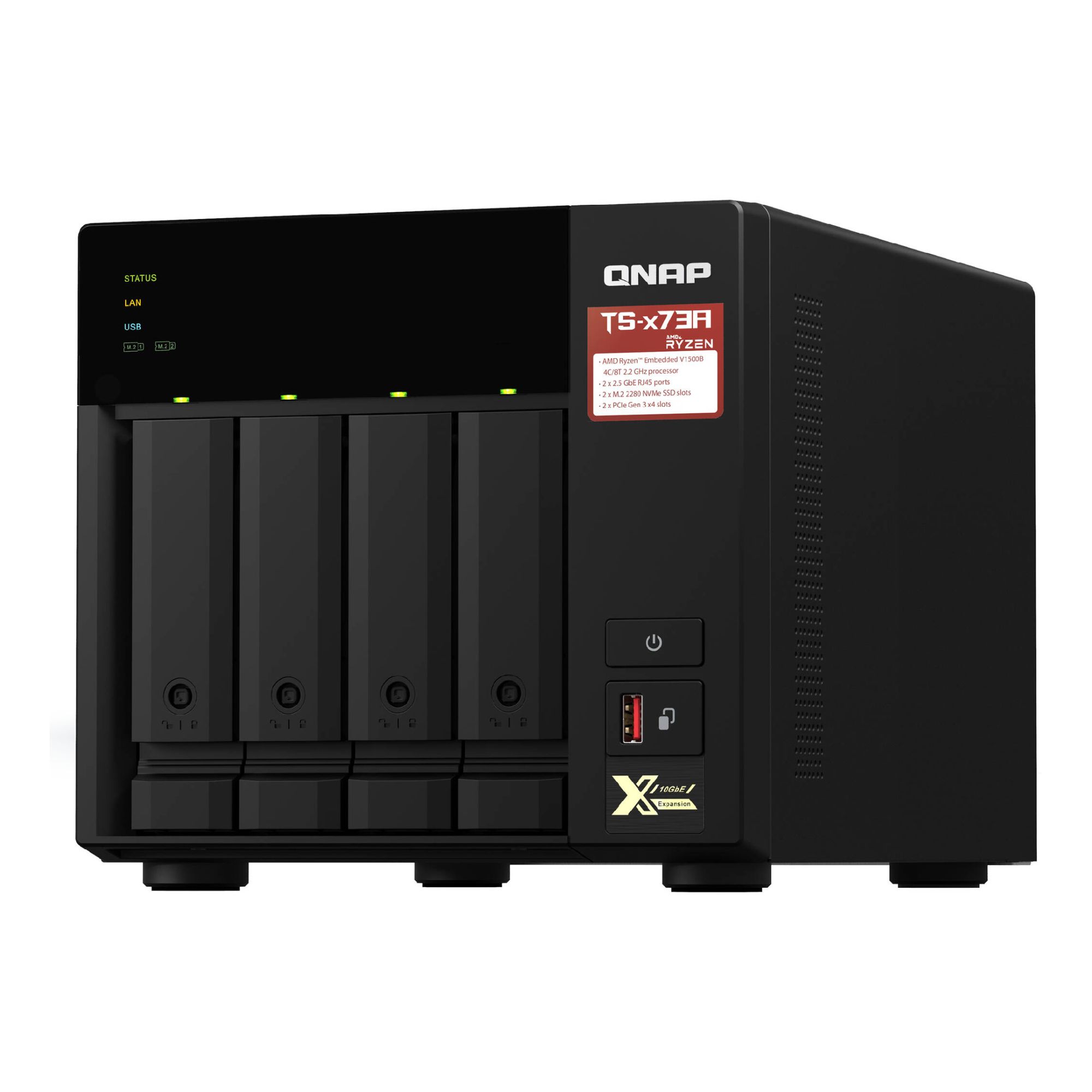 QNAP TS-473A-8G AMD Ryzen V1500B 8GB RAM 4 Bay NAS Servers