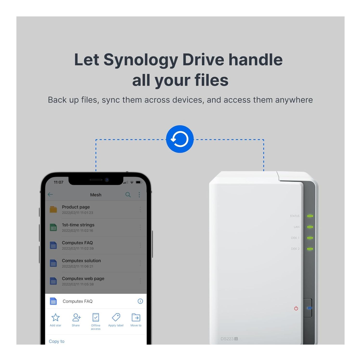 Synology DS223j 2-Bay NAS Enclosure 1GB RAM - DS223J