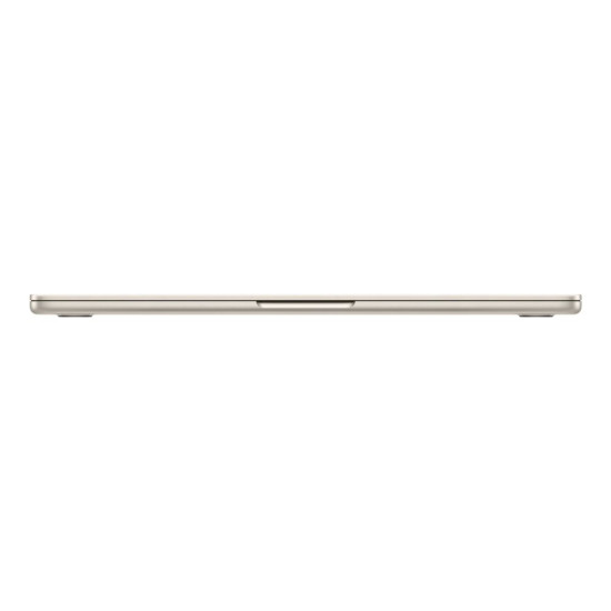 Detailed view of Apple MacBook Air M3 keyboard and touchpad in its Starlight finish.
