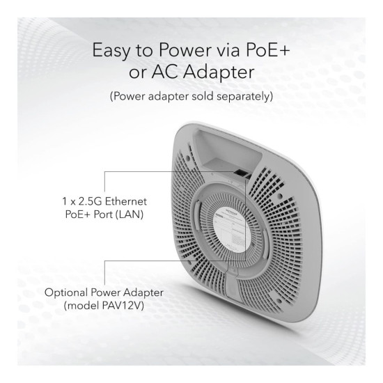 NETGEAR AX3000 Dual-Band PoE WAX615-100EUS  has easy to power poe+ port (LAN) or ac adapter 