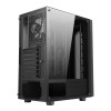 CiT Sauron Tempered Glass Mid-Tower ATX Gaming PC Case with Front LED Strip & 1 x Three-Sided Infinity ARGB Fan - Black