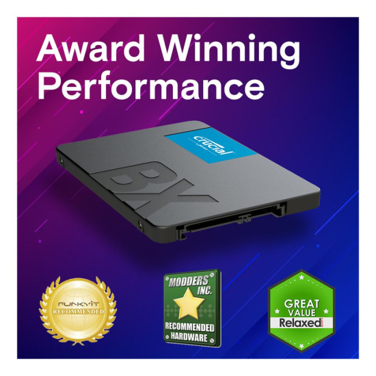 Crucial BX500 1TB SSD featuring SATA 3.0 interface
