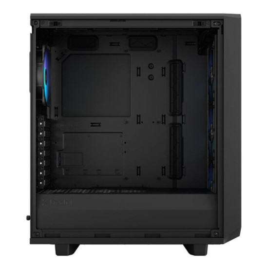 Fractal Design Meshify 2 RGB Black case showing RGB lighting and premium design elements in the front panel.
