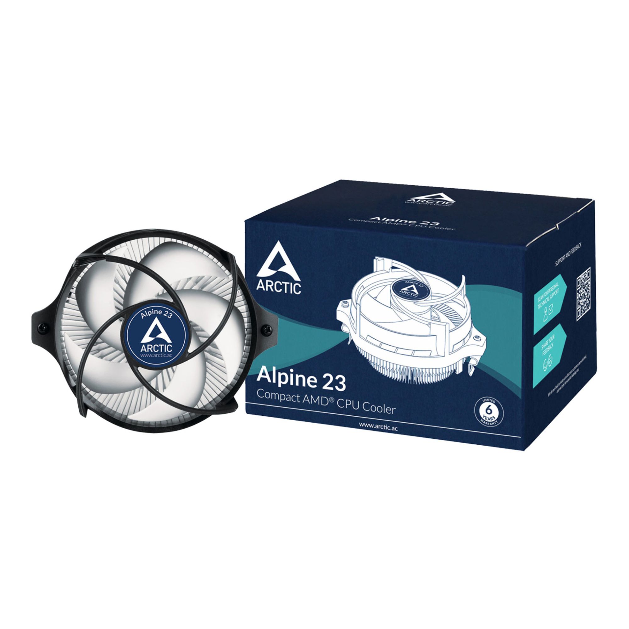 Arctic Alpine 23 Low Profile AMD AM4/AM5 CPU Air Cooler - Black