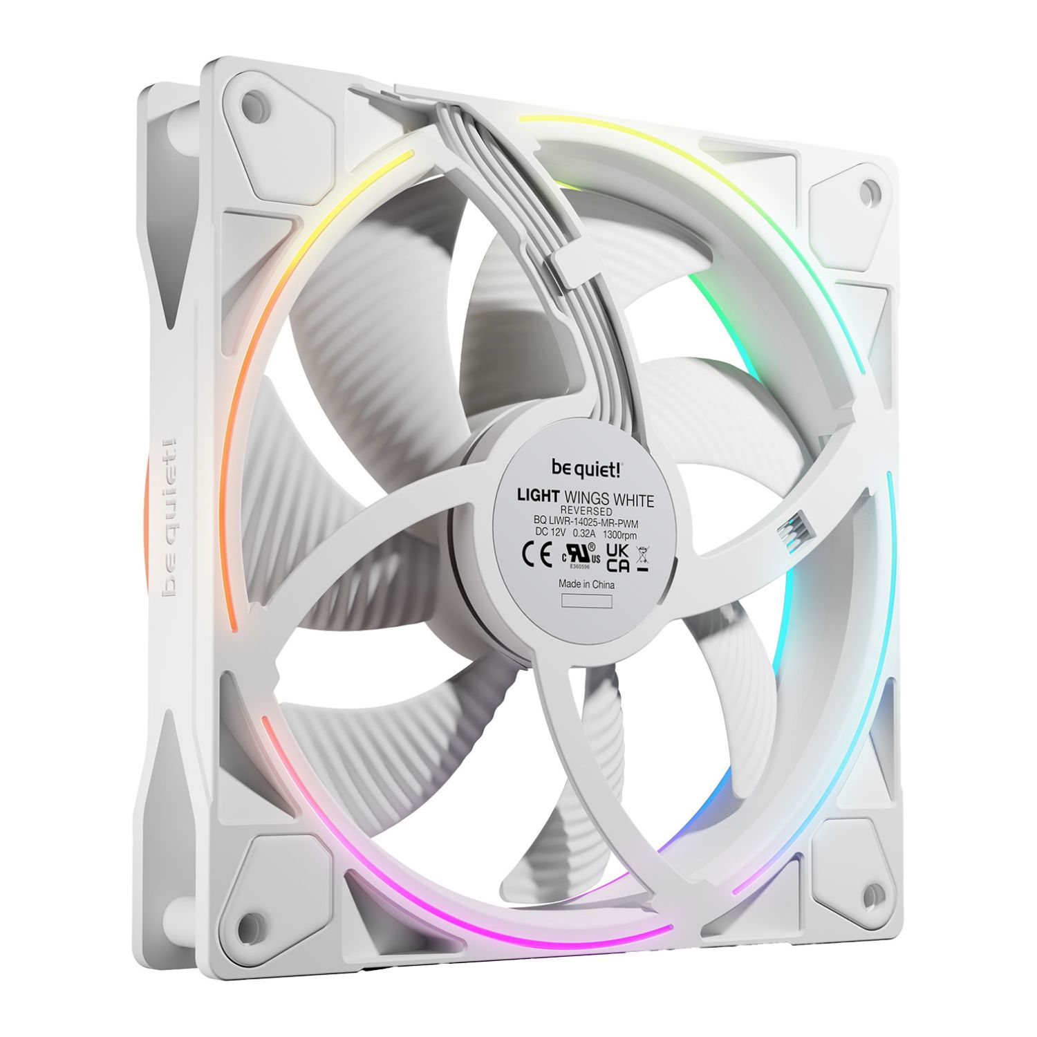 be quiet! LIGHT WINGS 140mm PWMファン be quiet! Light Wings 140mm ARGB Reverse PWM Case Fan- White