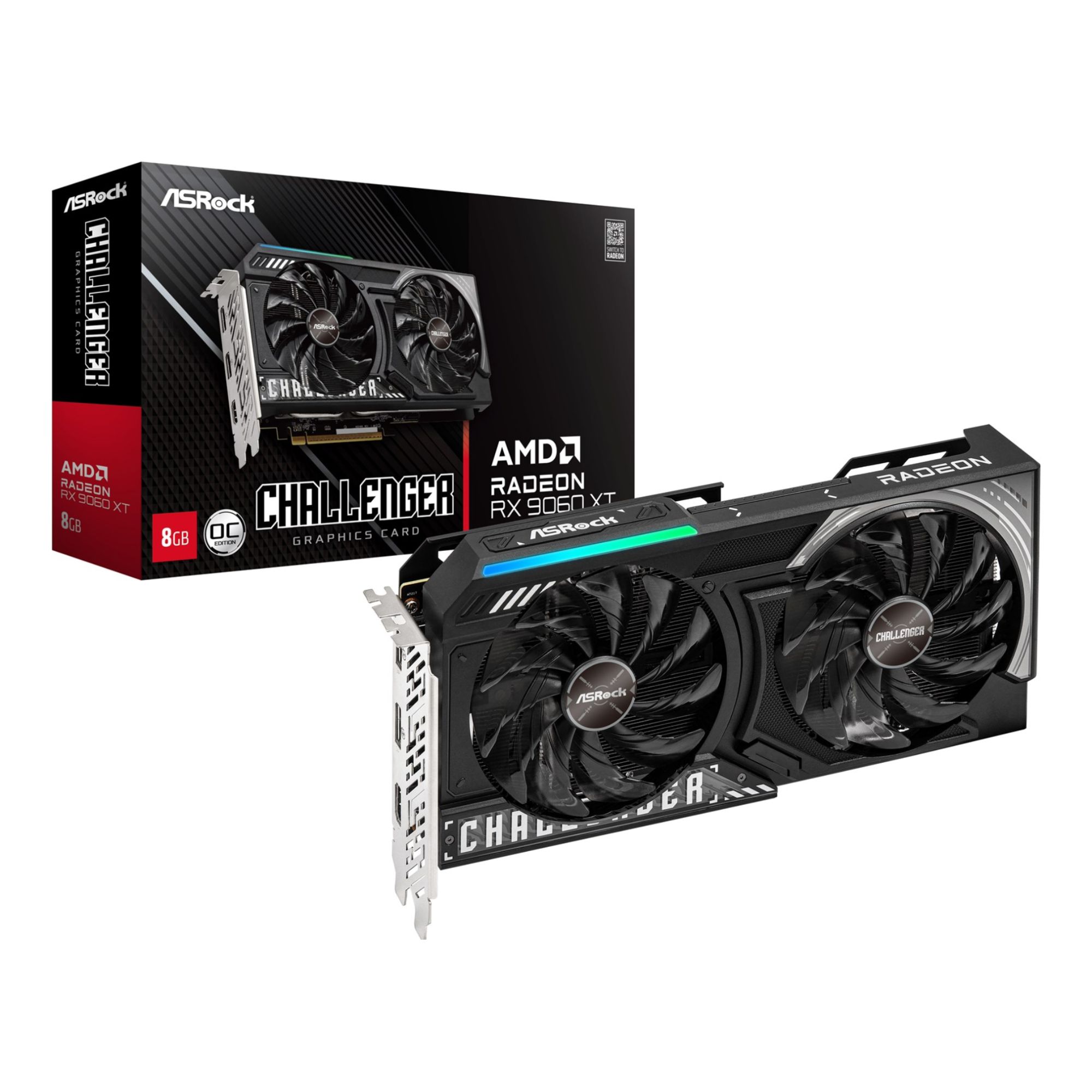 ★ほぼ新品★ RX 9060 XT Challenger 8GB OC ASRock Radeon RX 9060 XT Challenger 8GB OC GPU - Black
