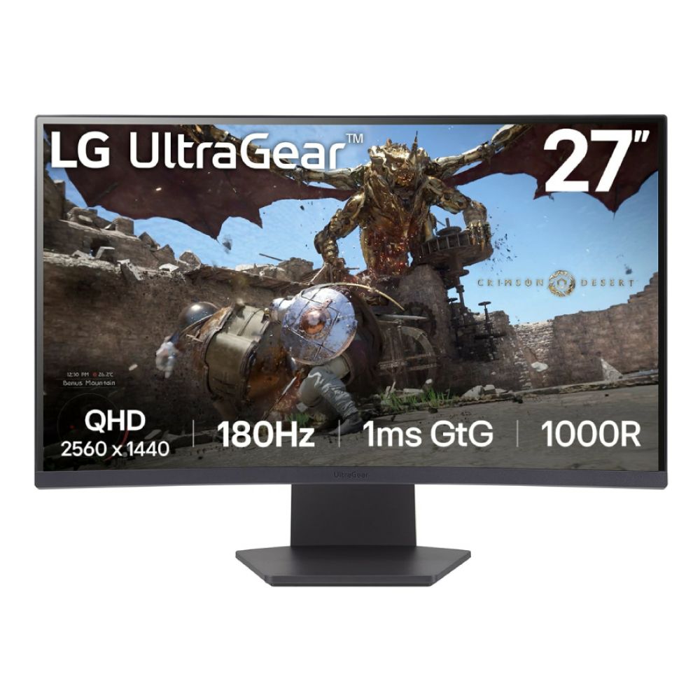 LG UltraGear 27GS60QC-B.AEKQ 27" Curved Quad HD 180Hz 1ms AMD Freesync Gaming Monitor 