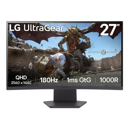 LG UltraGear 27GS60QC-B.AEKQ 27" Curved Quad HD 180Hz 1ms AMD Freesync Gaming Monitor 