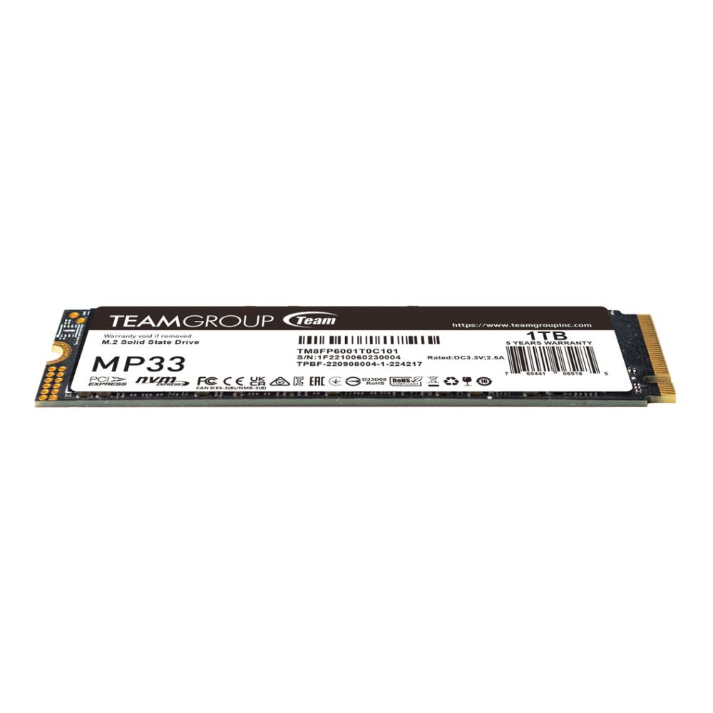 内蔵型SSD SSD 1TB M.2 NVMe Team TM8FP6001T0C101 Team Group MP33 1TB M.2 2280 NVMe PCIe Gen3 SSD