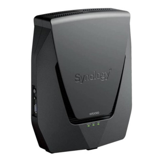 Front view of Synology WRX560 Gigabit Ethernet Dual-Band Wi-Fi 6 Router Black