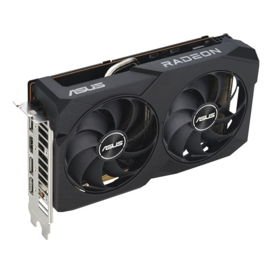 ASUS Dual Radeon RX 7600 V2 OC Edition with advanced thermal design for cooler operation
