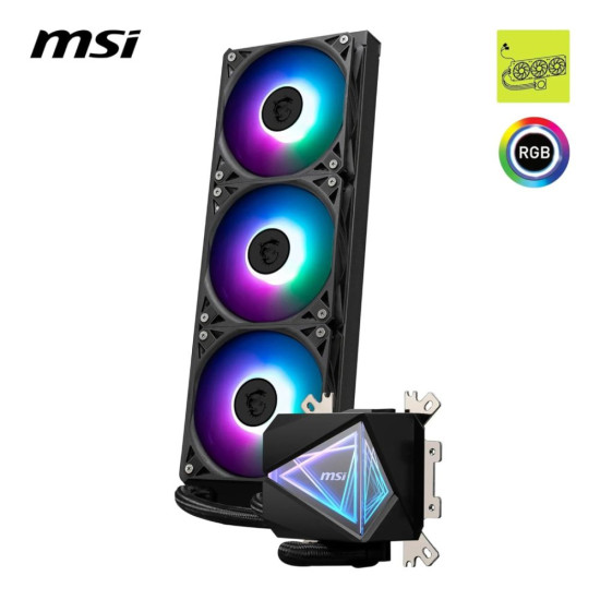 MSI CoreLiquid I360 ARGB AIO cooler with RGB lighting for custom PCs