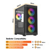 Vida Zephyr V2 Micro-ATX ARGB Tempered Glass Gaming PC Case - Black
