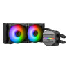 MSI Mag Coreliquid M240 all-in-one liquid cooler with dual fans and sleek black design.
