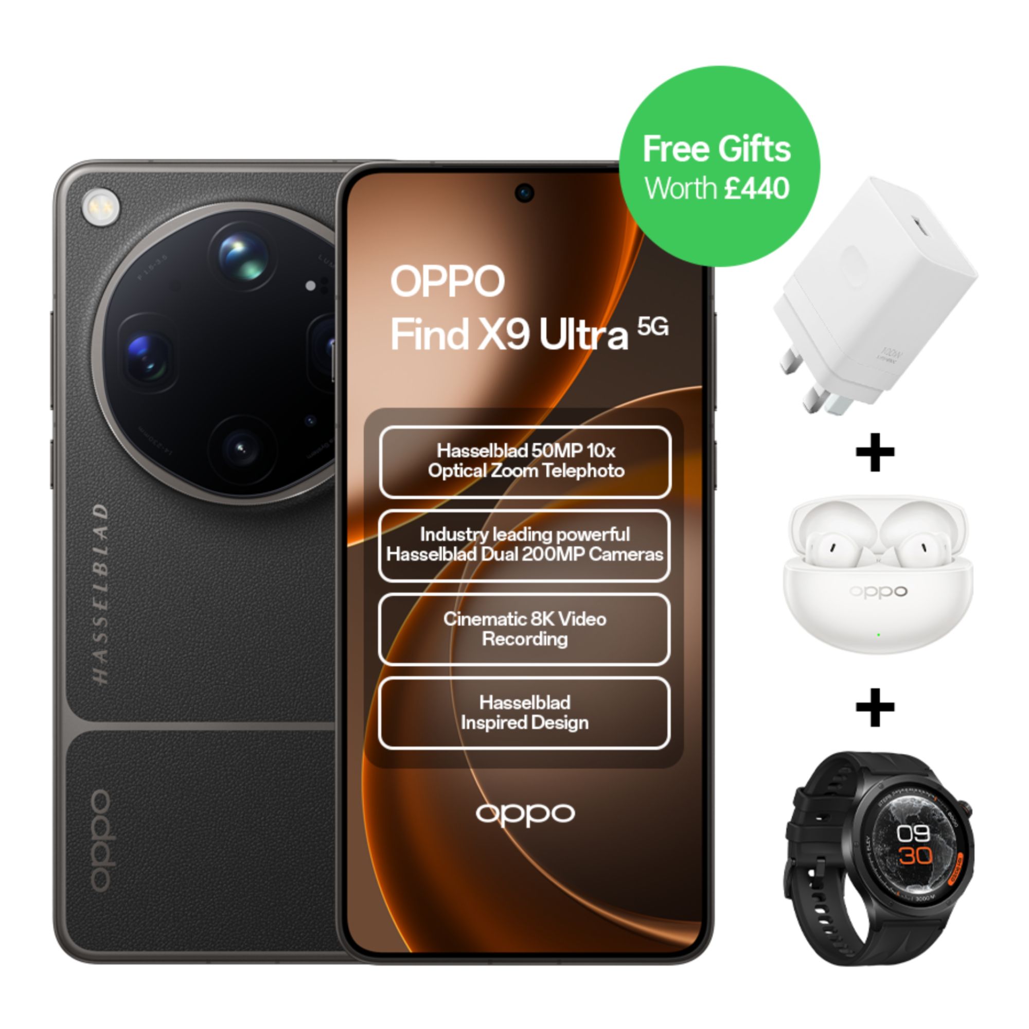 OPPO Find X9 Ultra 6.82" Quad HD+ Amoled Snapdragon 8 Elite Gen 5 12GB RAM 512GB Storage 5G Dual-SIM ColorOS Smartphone - Tundra Umber