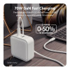 Hyper HyperJuice 70W USB-C GaN Safety Tested Travel Charger With 3 Ports - White