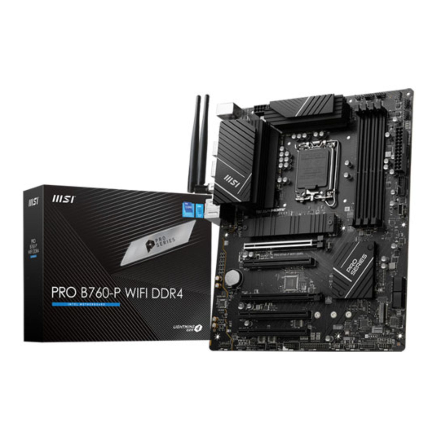 MSI Intel B760 PRO B760-P WIFI 1700 DDR4 ATX motherboard with advanced connectivity and support for high-speed memory.
