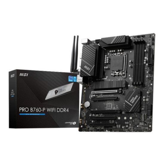 MSI Intel B760 PRO B760-P WIFI 1700 DDR4 ATX motherboard with advanced connectivity and support for high-speed memory.
