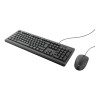 Trust TKM-250 Full-size Wired Keyboard and Mouse Set - Black