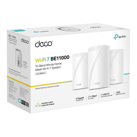 TP-LINK BE9300 Wi-Fi 7 mesh system with tri-band support for whole-home coverage
