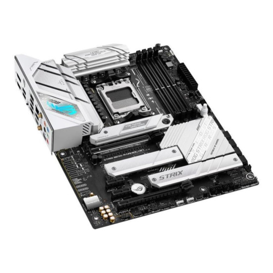 ASUS ROG STRIX B650-A motherboard featuring customizable RGB lighting and durable capacitors

