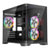 1st Player UV6 Tempered Glass Micro ATX Gaming Case - Black with 3 RGB Fans