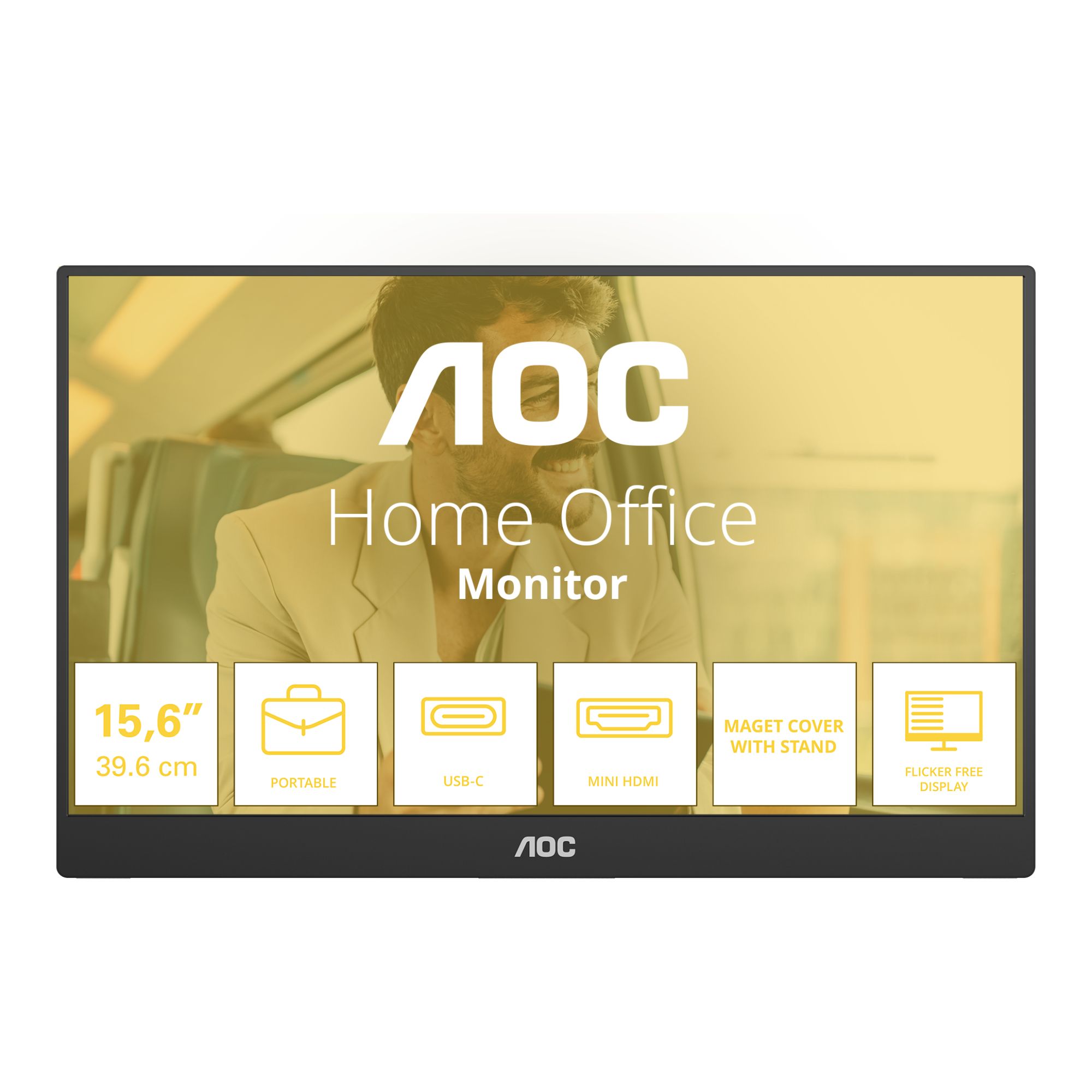AOC 16T20E2 15.6" Full HD IPS 60Hz 4ms USB-C Portable Monitor with Speakers And Magnetic Cover With Stand