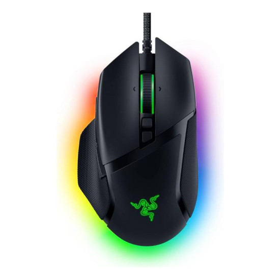Close-up view of the Razer Basilisk V3 gaming mouse showcasing its ergonomic design for comfortable gaming.