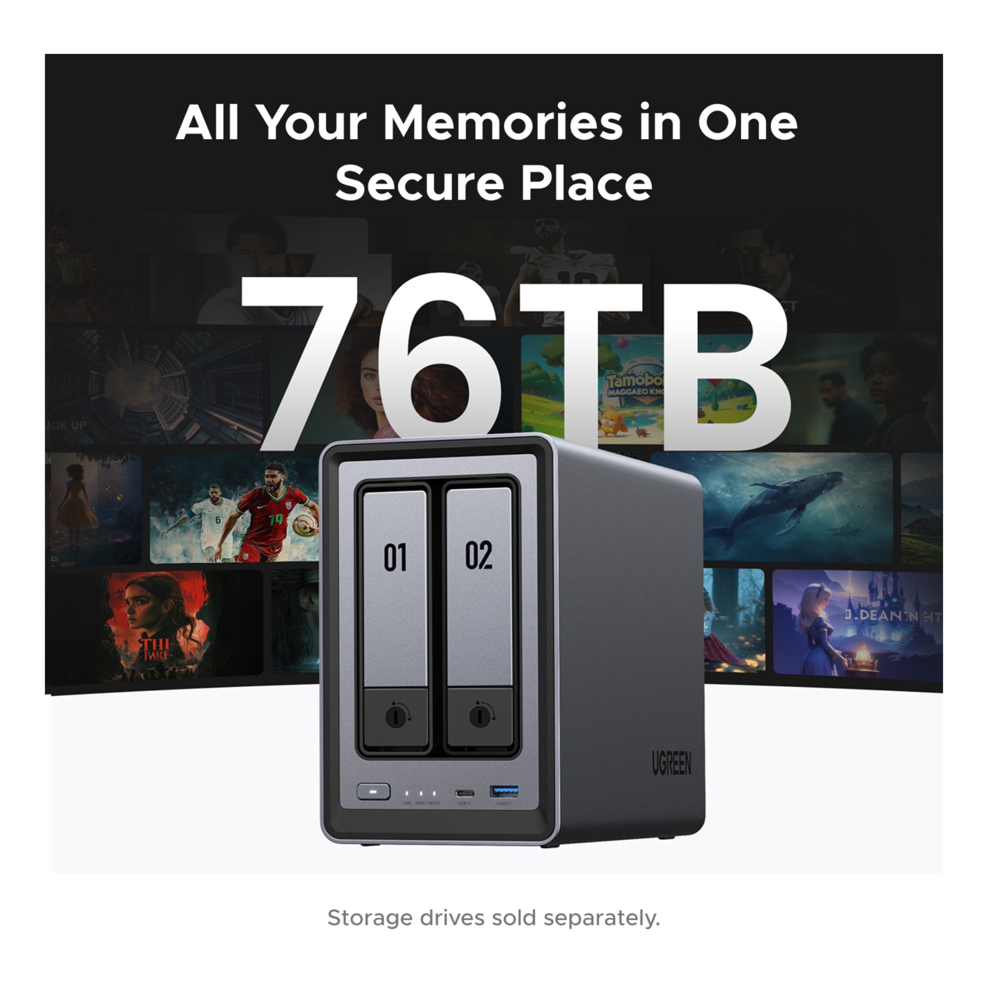 UGREEN NAS DXP2800 HDD6TB&SSD256GBセット UGREEN DXP2800 2-Bay Intel N100 NAS Enclosure