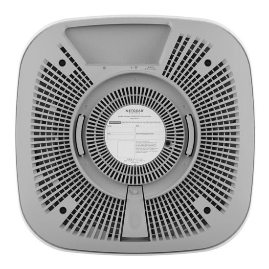 Back side of NETGEAR AX3000 Dual-Band PoE WAX615-100EUS Multi-Gig Insight Managed WiFi 6 Access Point Device