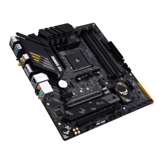 Close-up of ASUS TUF Gaming B550M-PLUS WIFI II’s processor socket and VRM design
