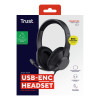 Trust Ayda Max USB-ENC Wired On-Ear Stereo Headset - Black