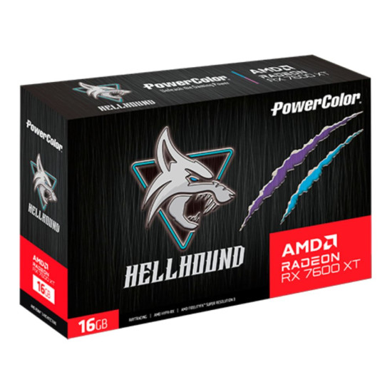 PowerColor Radeon RX 7600 XT 16GB GDDR6 graphics card with PCIe x8 interface