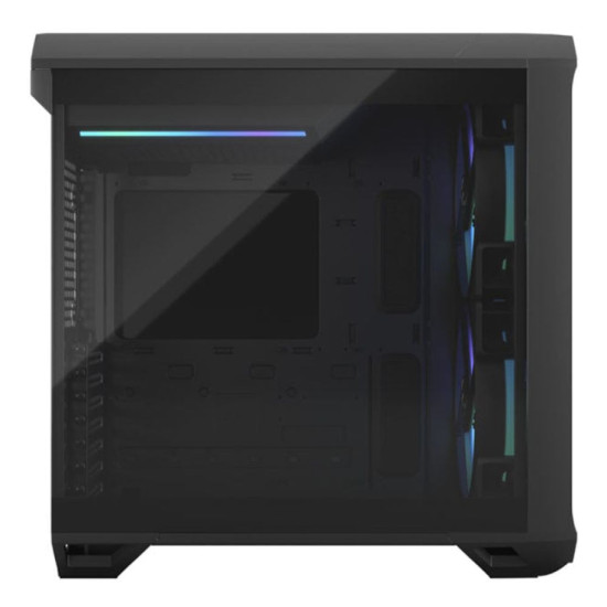 Fractal Design Torrent Compact RGB Black EATX case with dynamic airflow, light tint windowed design, and RGB lighting.
