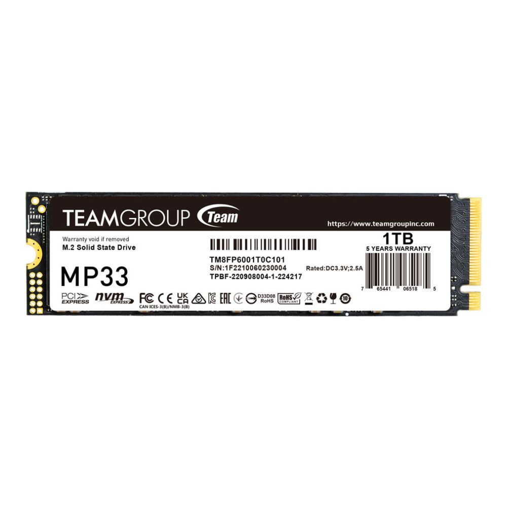 Team Group MP33 1TB M.2 2280 NVMe PCIe Gen3 SSD