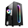 CiT Sauron Tempered Glass Mid-Tower ATX Gaming PC Case with Front LED Strip & 1 x Three-Sided Infinity ARGB Fan - Black