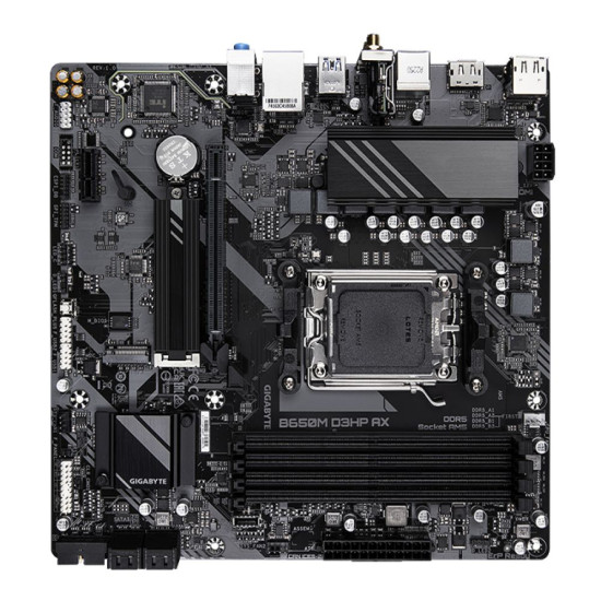Inside structure of GIGABYTE AMD B650M D3HP AX AM5 DDR5 micro ATX Motherboard