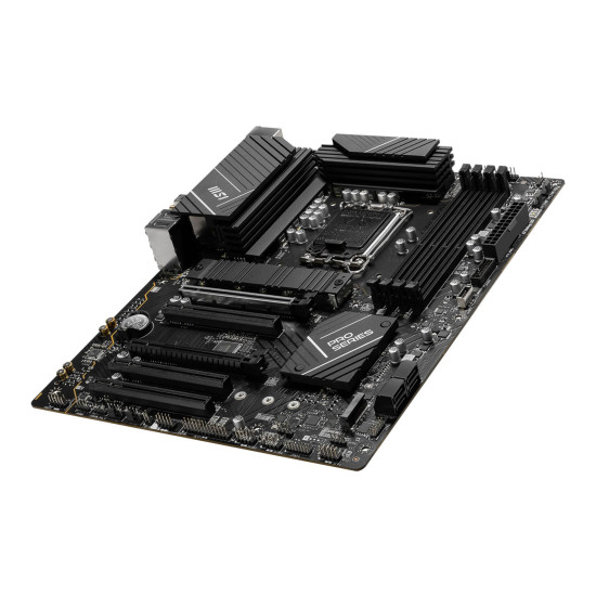 Close-up of the MSI B760 PRO B760-P motherboard featuring a solid build and efficient heat dissipation.