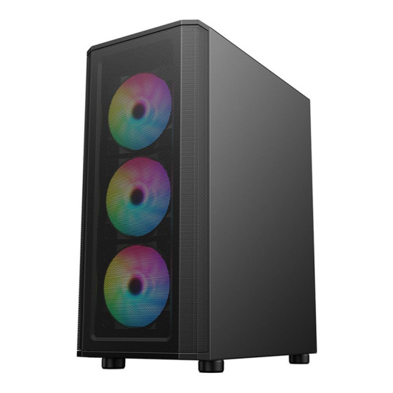 CiT Air Max Airflow Mid Tower PC Case with vibrant RGB lighting

