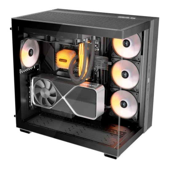 Be Quiet Light Base 600 DX featuring ARGB front panel and sleek black finish for stylish PC setups
