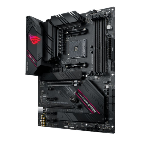ASUS ROG STRIX B550-F ATX motherboard showcasing durable power phases for overclocking
