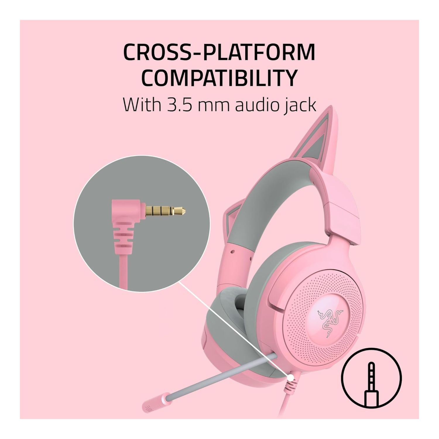 Razer Kraken Kitty V3 X Gaming Headset- Quartz Pink