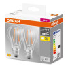 Osram Base Classic A60 7 Watt E27 Warm White Clear LED Bulb - Twin Pack