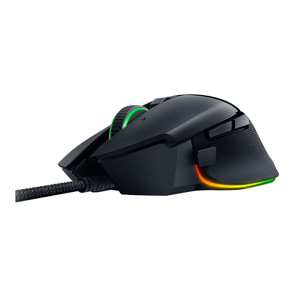Razer Basilisk V3 USB Type-A gaming mouse with customizable RGB Chroma lighting.